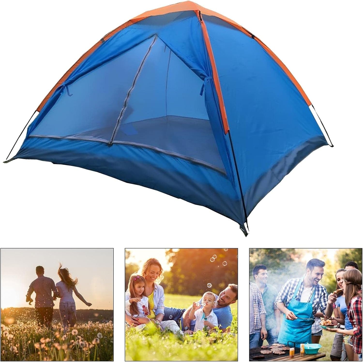 4 Person Camping Tent Waterproof Lightweight Family Dome Blue