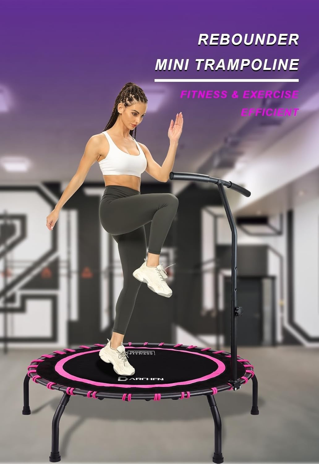 150KG Mini Trampoline Adult Indoor Fitness Rebounder Quiet Bungee 100cm