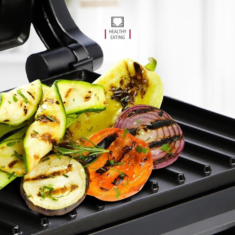 700W Non-Stick 2 Slice Panini Press Sandwich Toastie Maker Grill Black