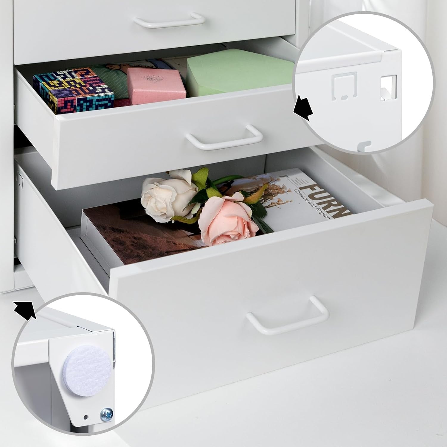 Desktop A4 File Cabinet 3 Drawer Metal Office Storage Organizer Unit