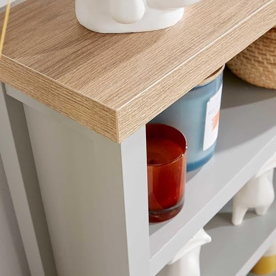 Modern 3-Shelf Low Bookcase Grey Oak Effect | Stylish Storage Display Unit