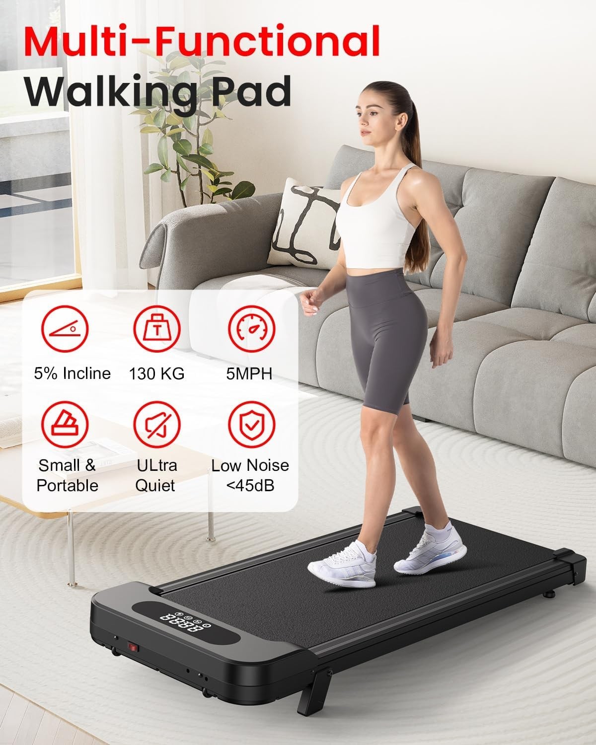 Compact Under Desk Treadmill with Incline | Quiet Home & Office Walking Pad