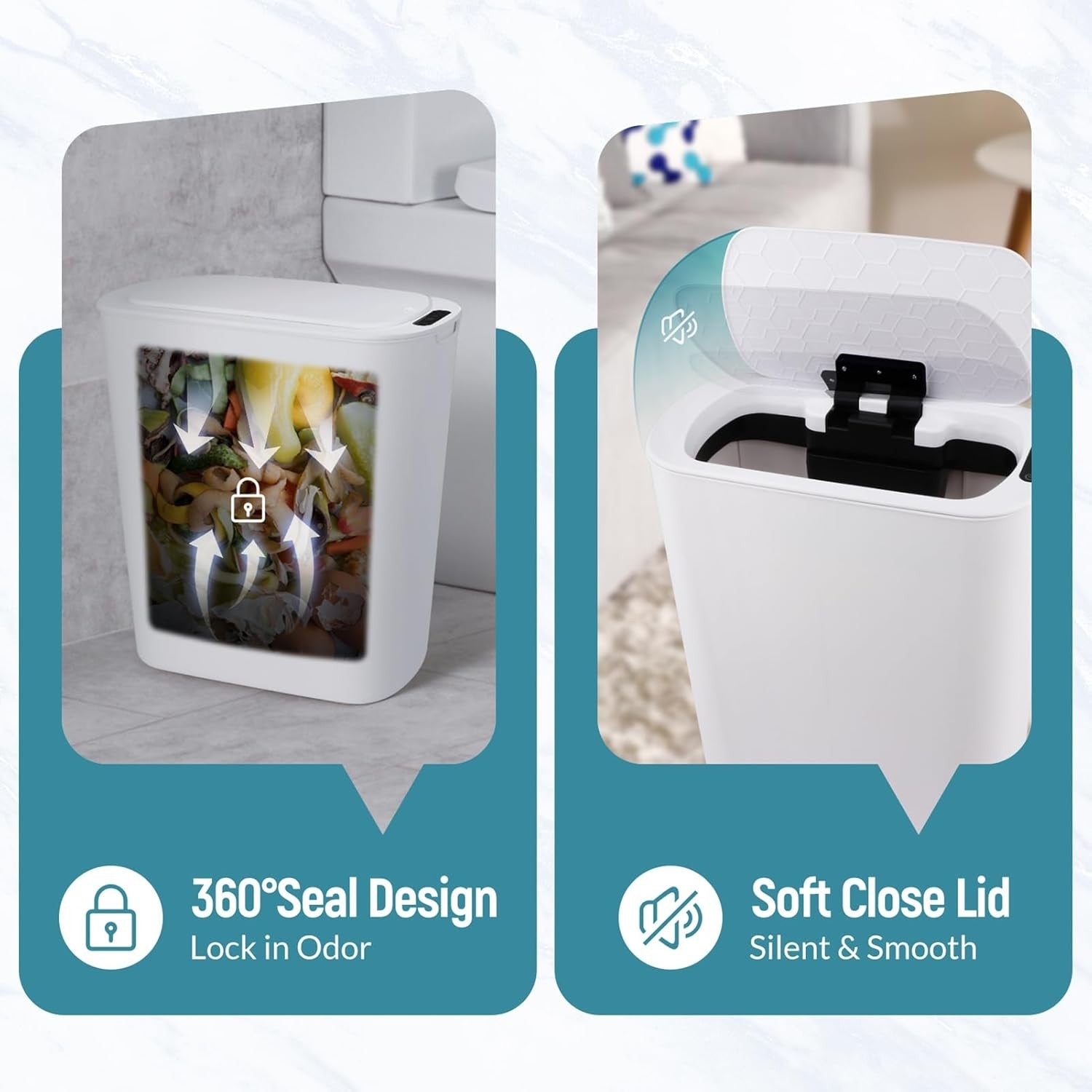 5-Gallon Touchless Smart Bathroom Trash Can – Slim Sensor Bin