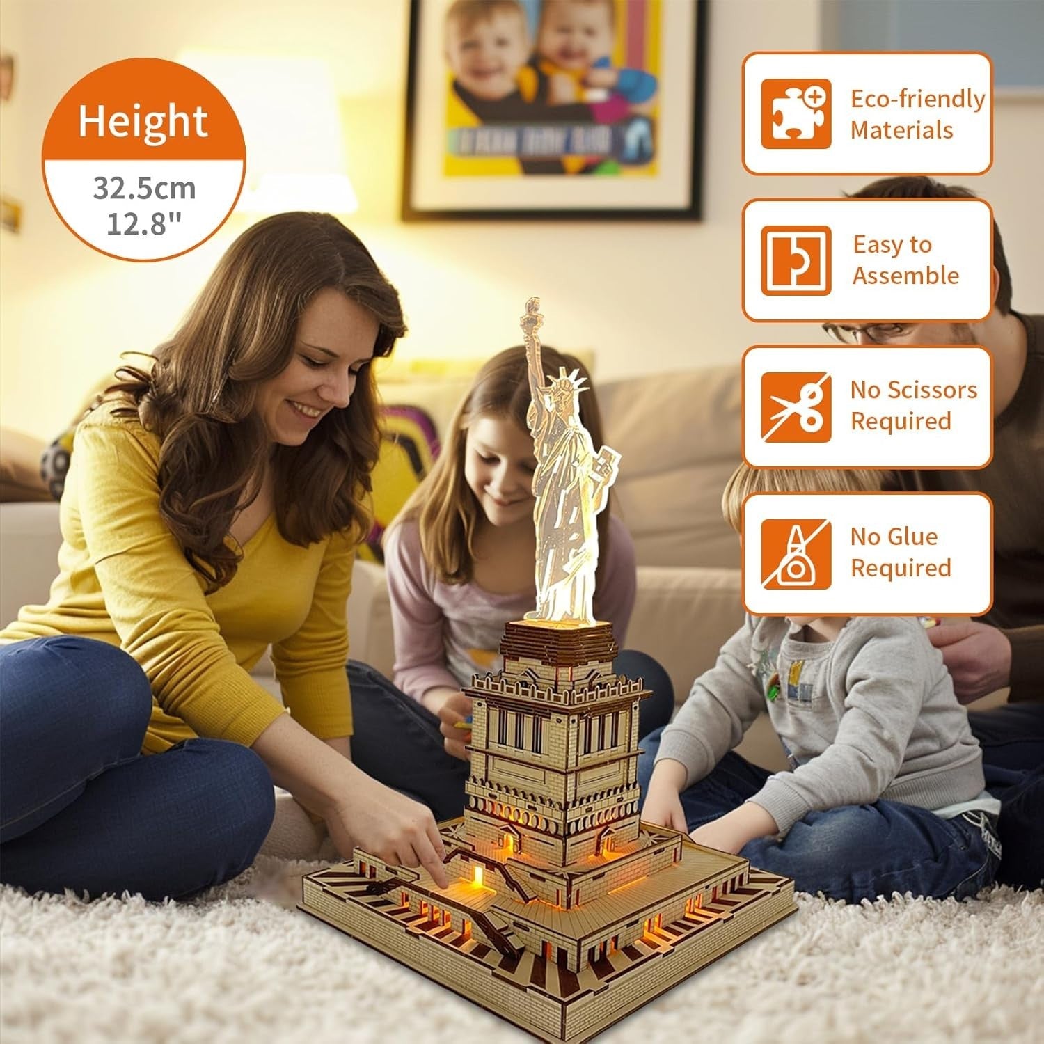 3D Wooden Statue of Liberty Puzzle Model Kit, DIY Craft, Home Decor