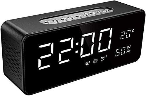 Digital Alarm Clock LED Display Temperature Humidity USB Charger Black
