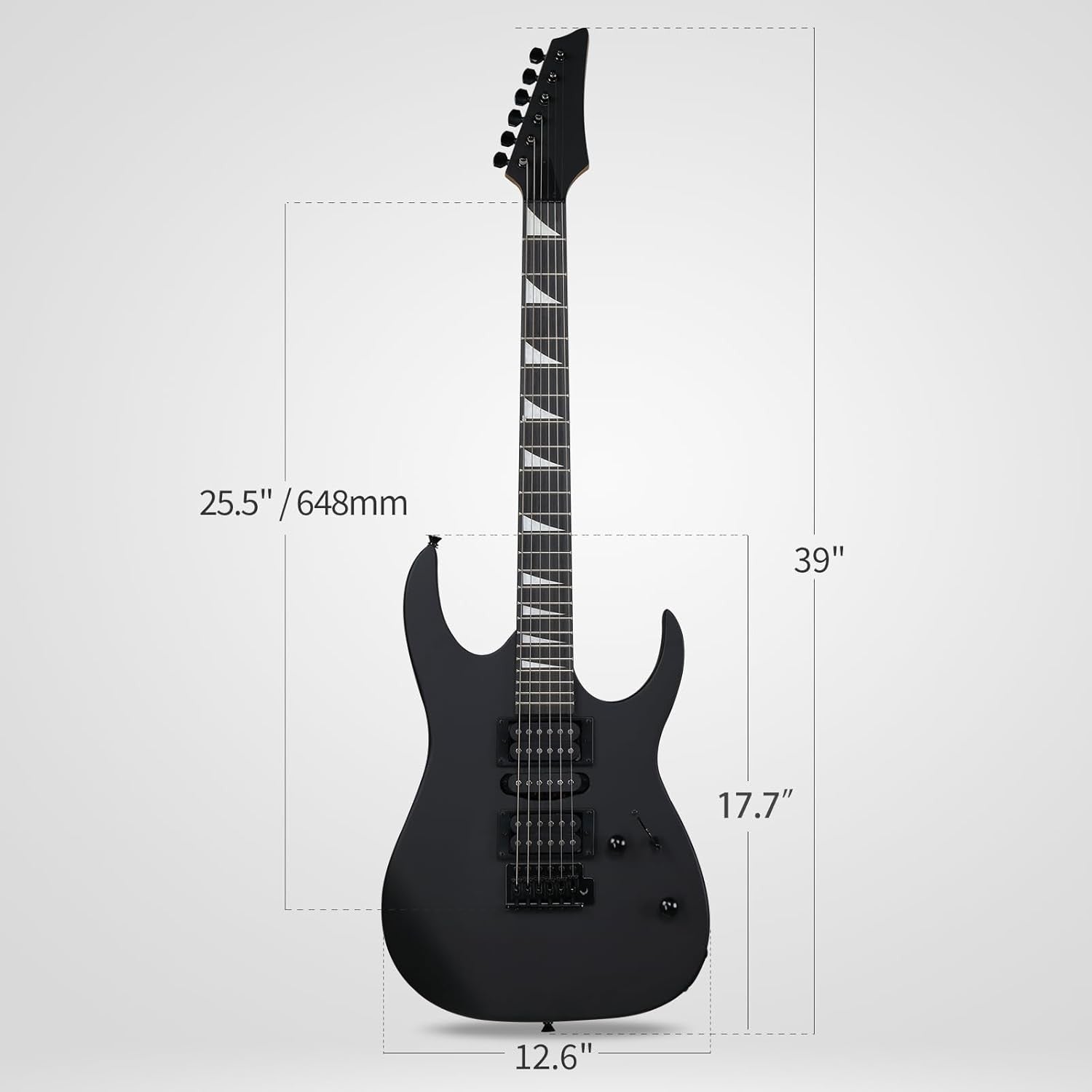 39" Electric Guitar Starter Kit HSH Pickups 20W Amp Matte Black