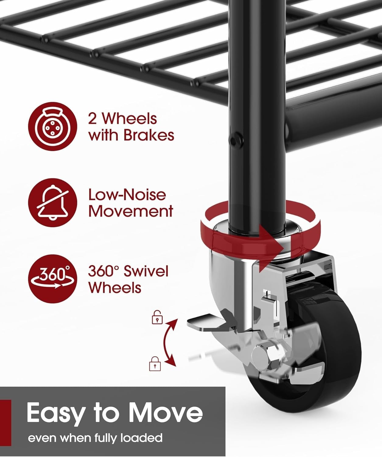 Heavy Duty Clothes Rail with Shelves & Wheels – Black 202cm