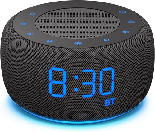 Black Bluetooth Speaker Alarm Clock FM Radio LED Display Bedroom