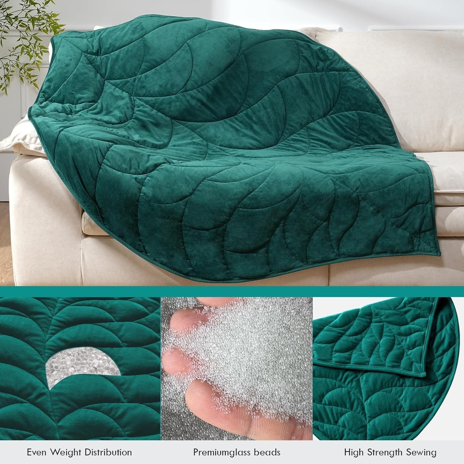 Weighted Blanket 10lbs Green 60x78 Soft Heavy Blanket for Adults