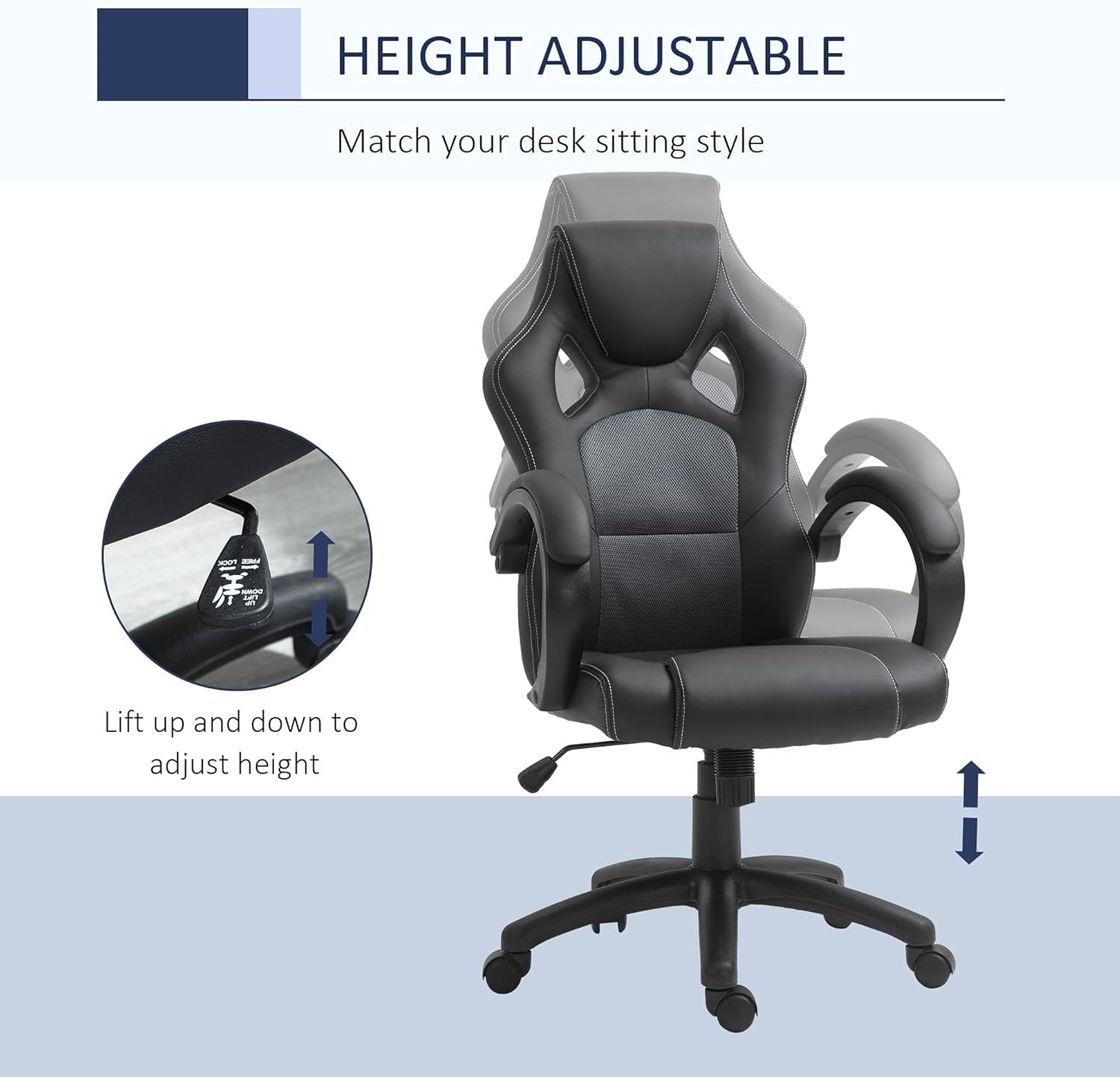 Gaming Chair Racing Style Swivel Faux Leather Desk Chair