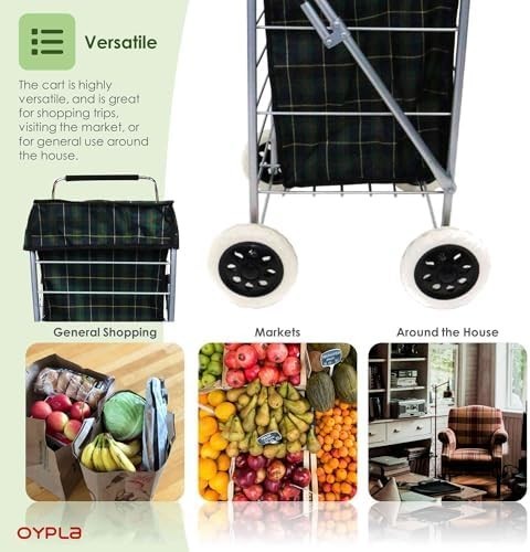 4 Wheel Folding Shopping Trolley Waterproof Bag Market Laundry Cart