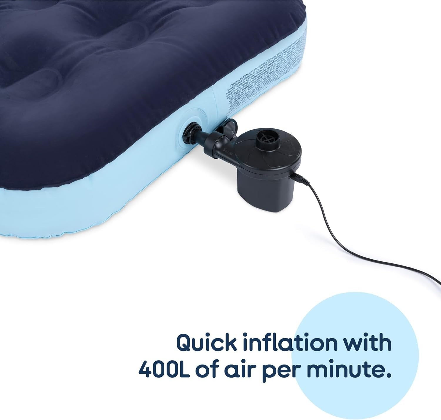 Double Airbed with Pump – Quick Inflate & Deflate, Waterproof, Portable Mattress