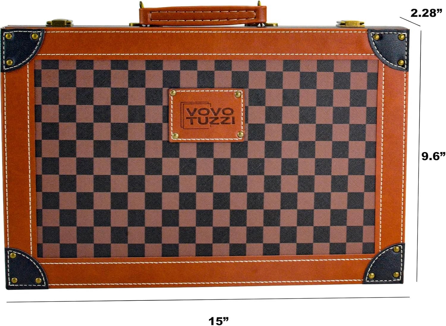 15” Leather Backgammon Set Travel Board Luxury Foldable Game for Adults