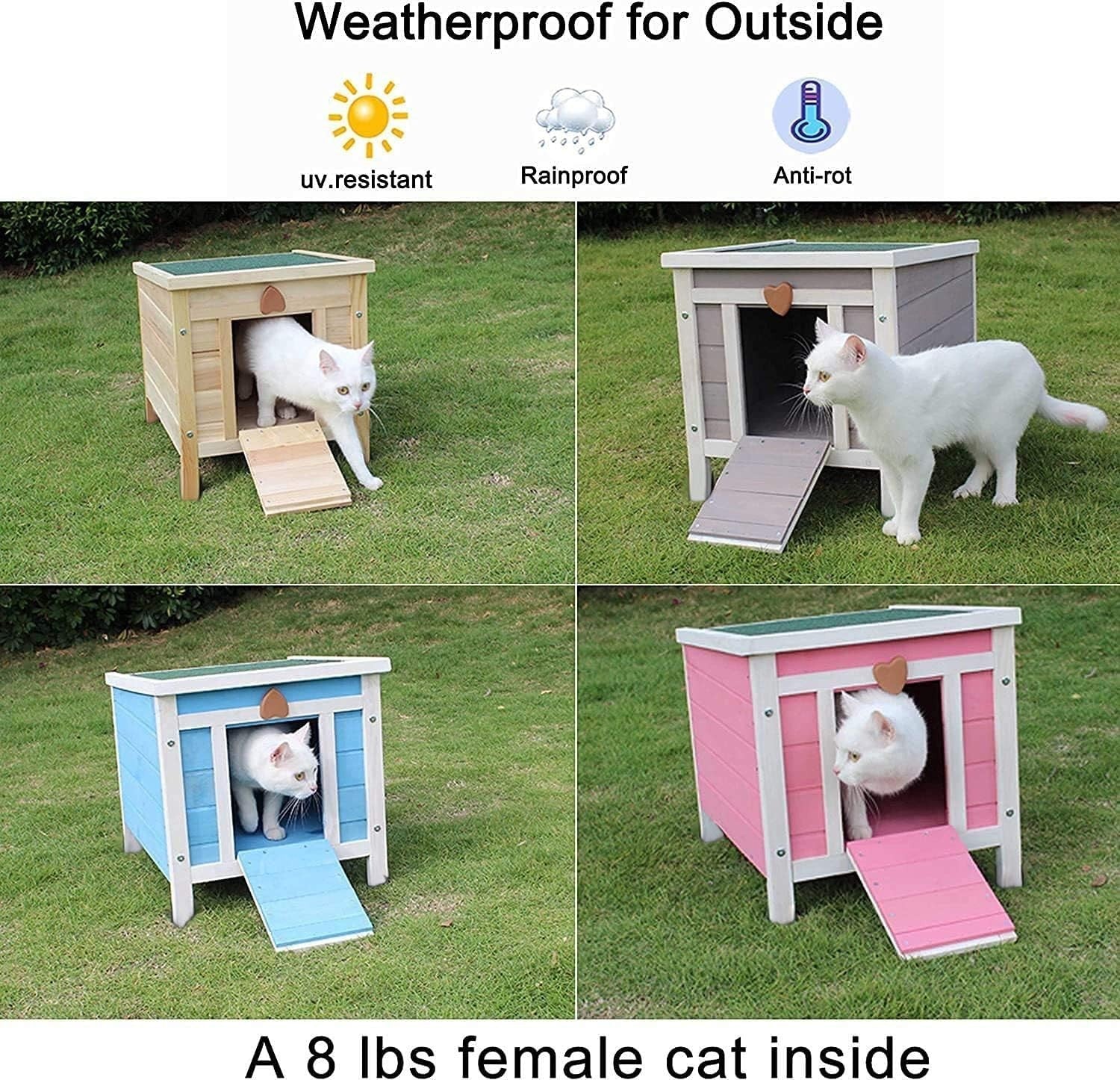 Wooden Rabbit Hide House with Lockable Door & Easy Clean Top Blue 50x42x43cm
