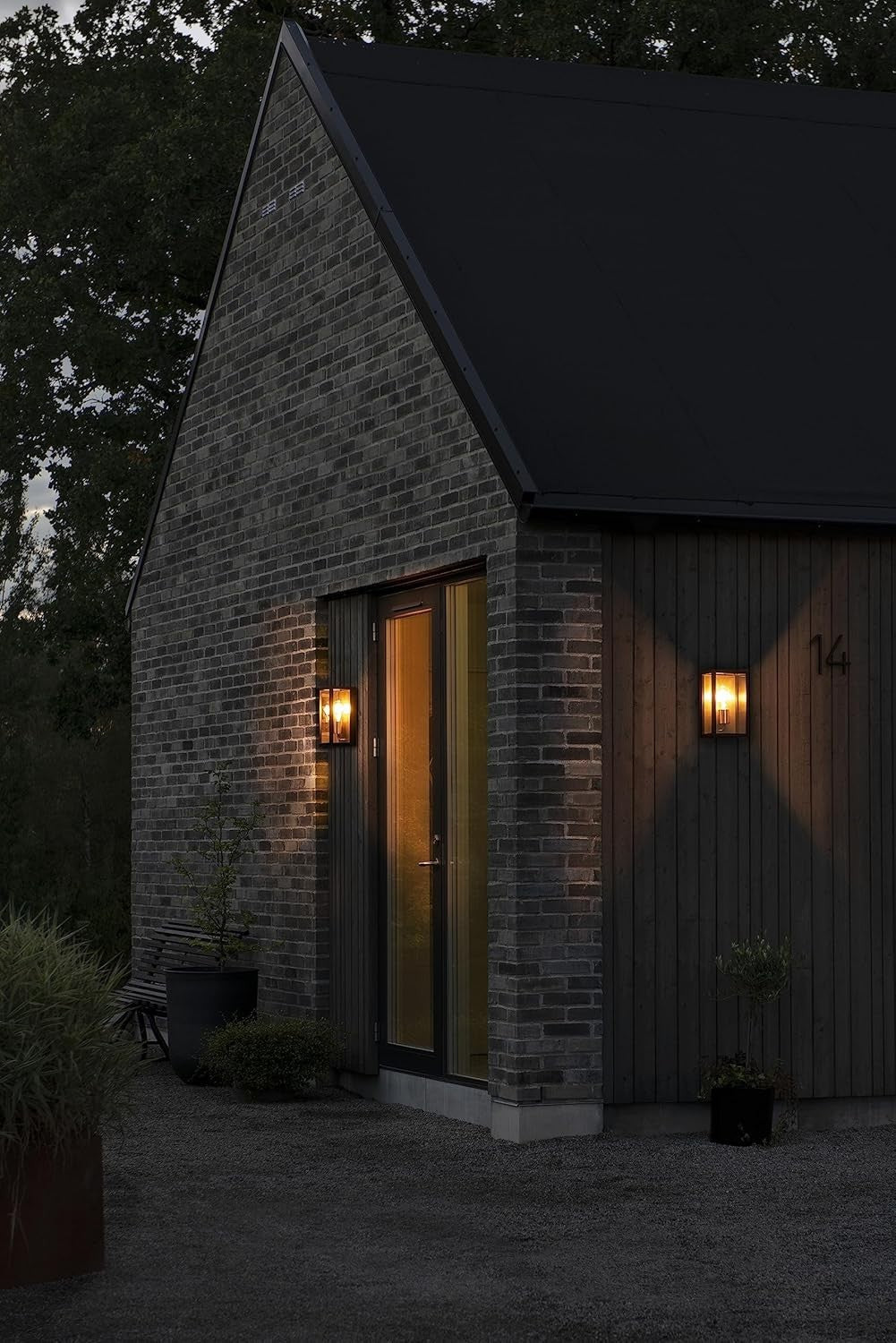 Outdoor Wall Light Black Brass Lantern Modern IP44 Weatherproof Fixture