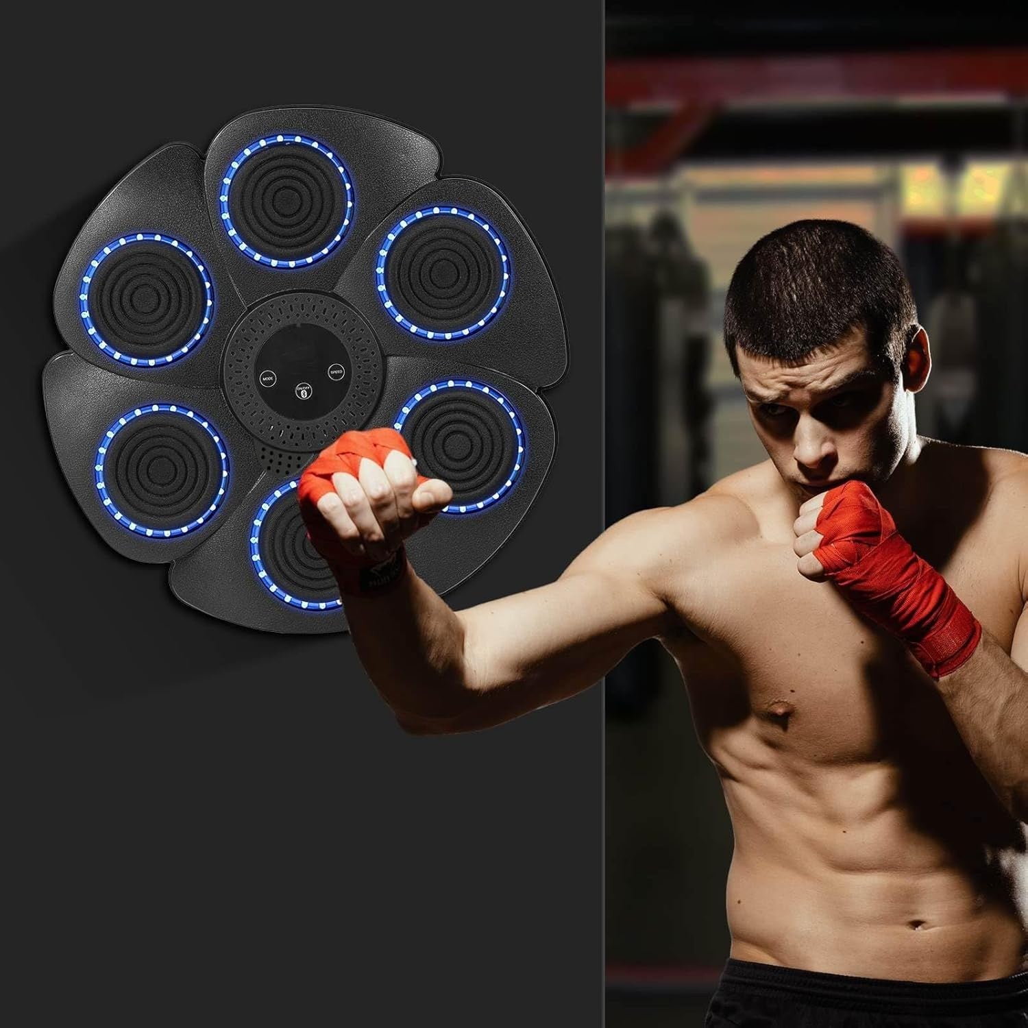 Music Boxing Machine Bluetooth LED Wall Mount Punch Trainer Home Fitness