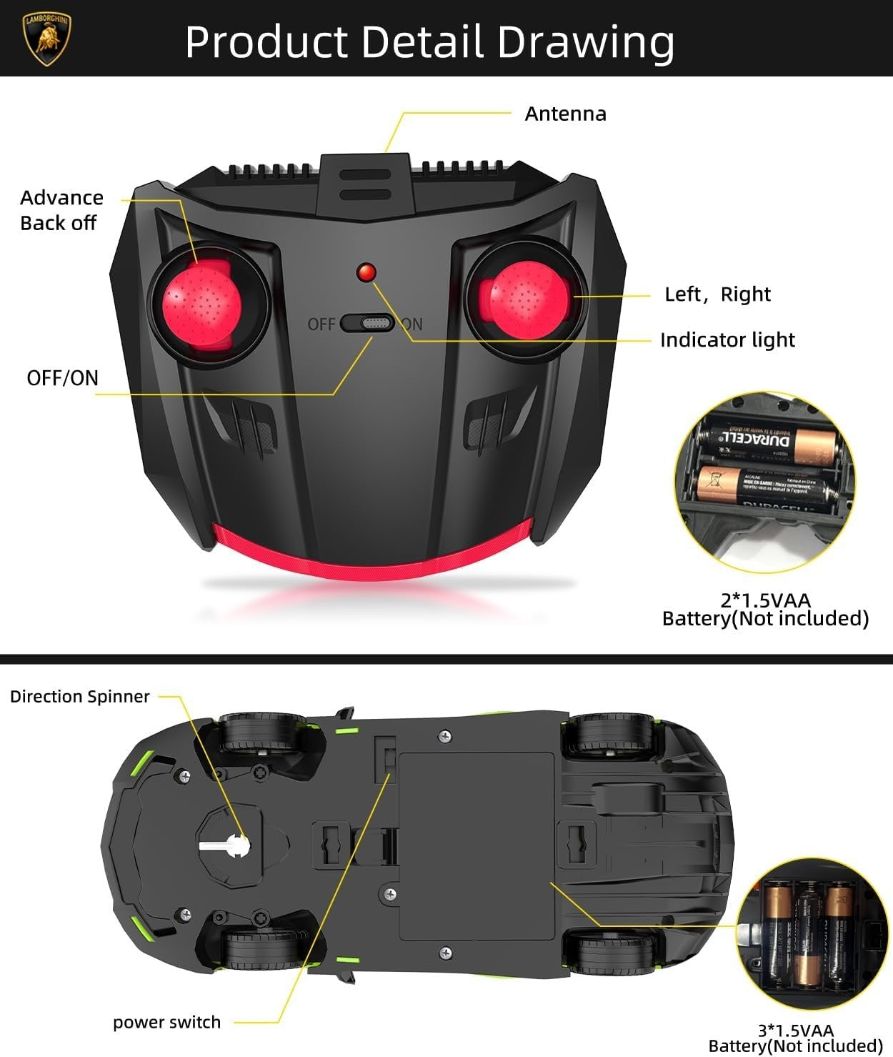 1:24 RC Lamborghini Car – 2.4GHz Remote Control Toy for Kids Boys & Girls