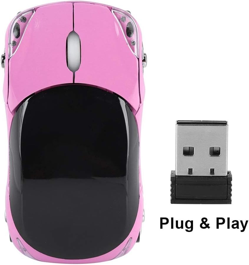 Kids Wireless Car Mouse 2.4G Bluetooth 1600 DPI Pink Laptop