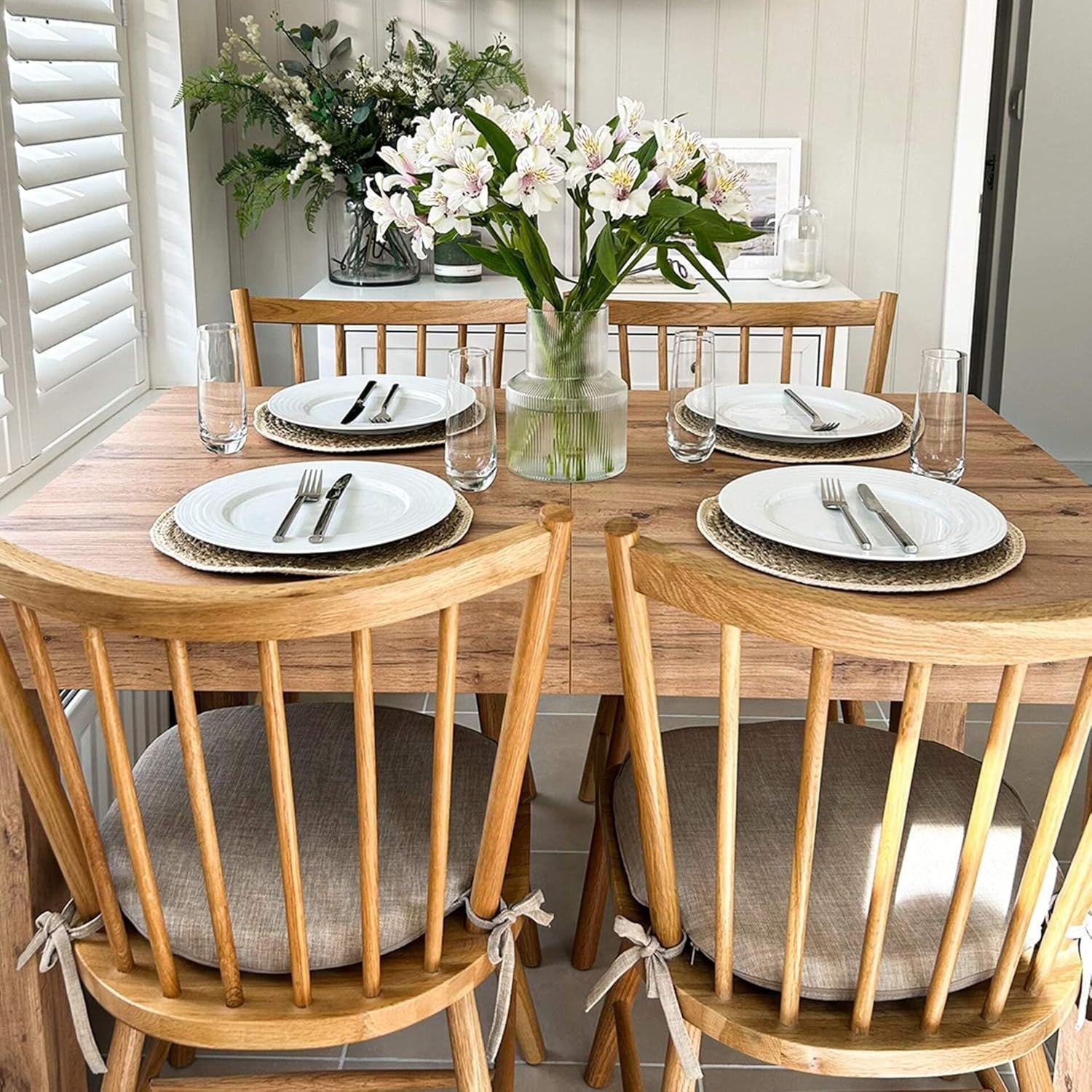 Extendable Rustic oak Dining Table 8 Seater Wood Modern SpaceSaving 120-200cm