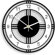 Modern 12" Silent Wall Clock Black White Quartz Non-Ticking Round Home Decor