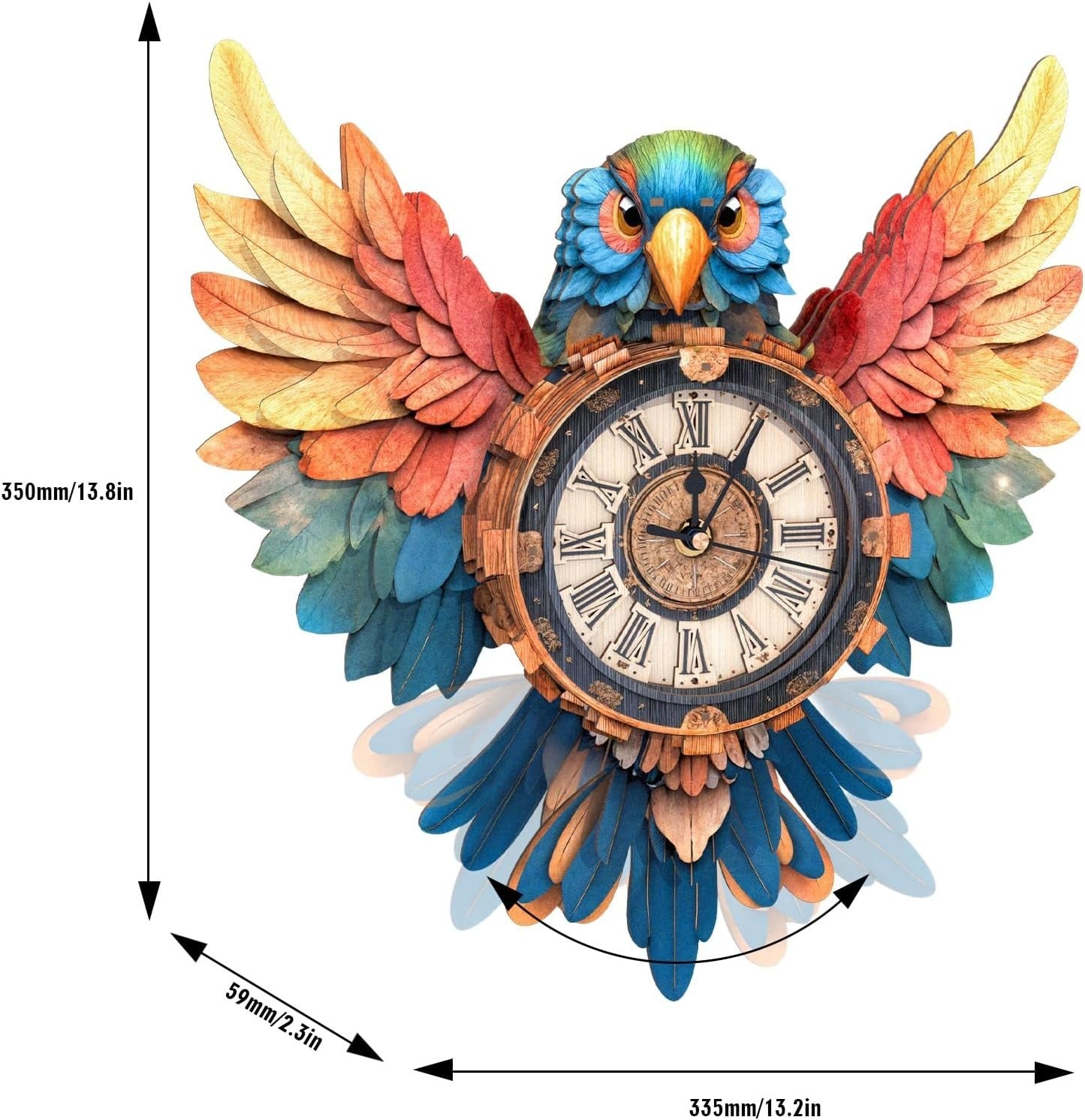 3D Wooden Parrot Clock Puzzle with Pendulum & Chime - DIY Home Decor