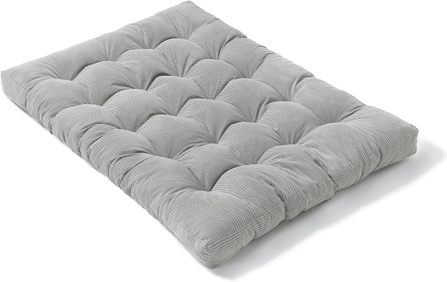 Double Folding Futon Mattress - Thick Foam, Corduroy Fabric, Floor & Sofa Bed