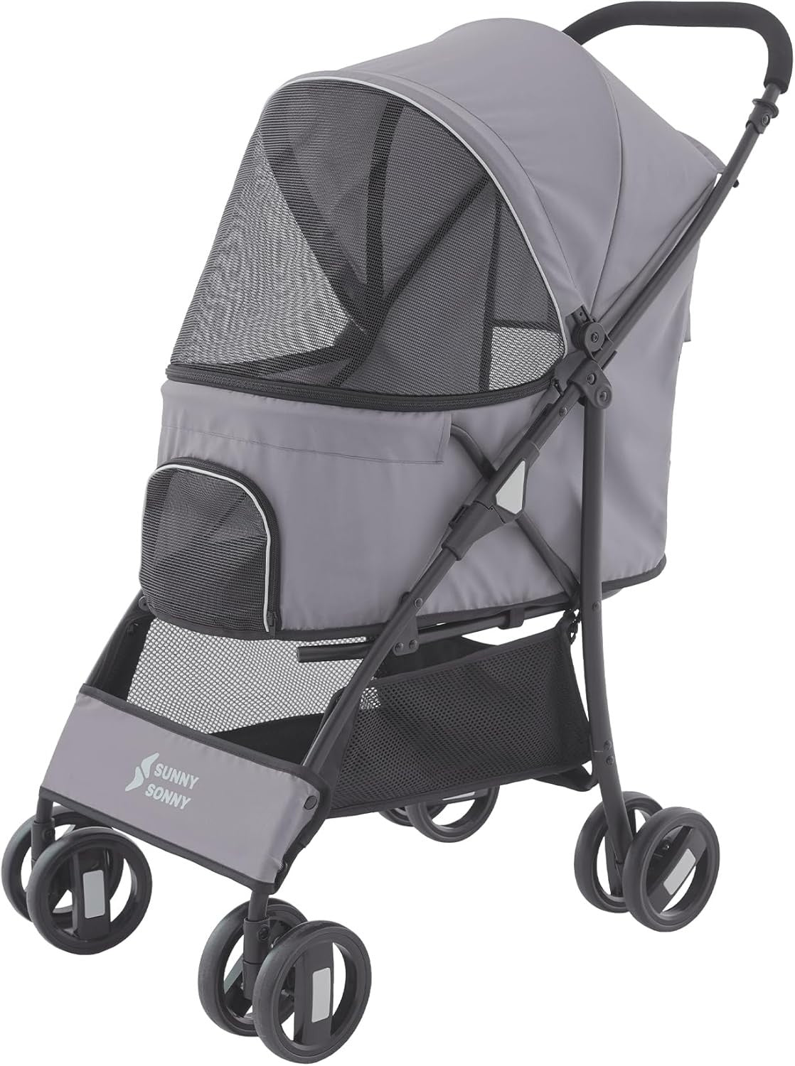 Pet Stroller for Small Dogs Cats Foldable Travel Pushchair 15kg Grey
