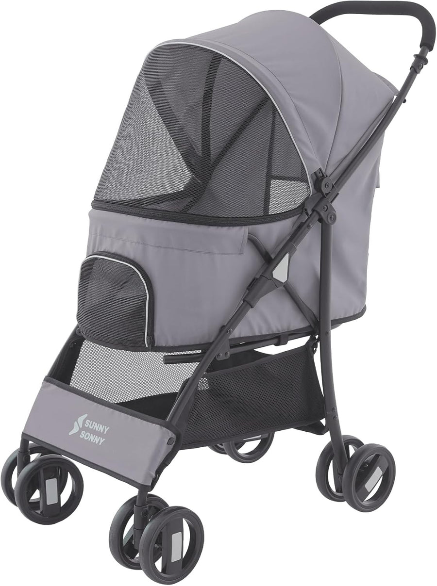 Pet Stroller for Small Dogs Cats Foldable Travel Pushchair 15kg Grey