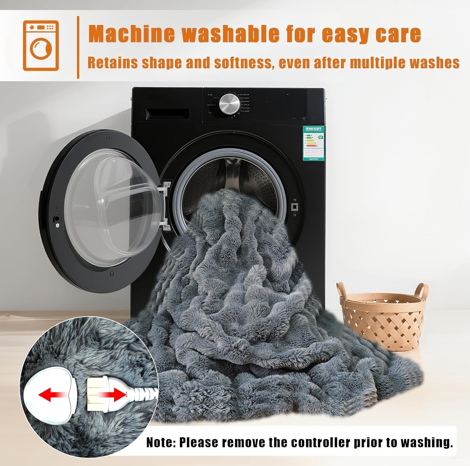 Electric Heated Throw Blanket 160x130cm Faux Fur Fast Heat Auto Shut Off