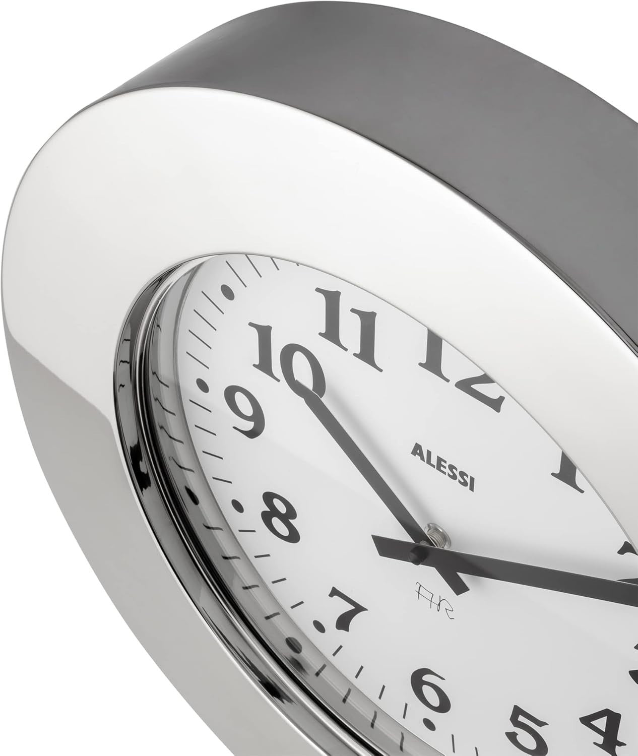 Modern Black Silent Wall Clock Luxury Steel Mirror Finish Italy Design