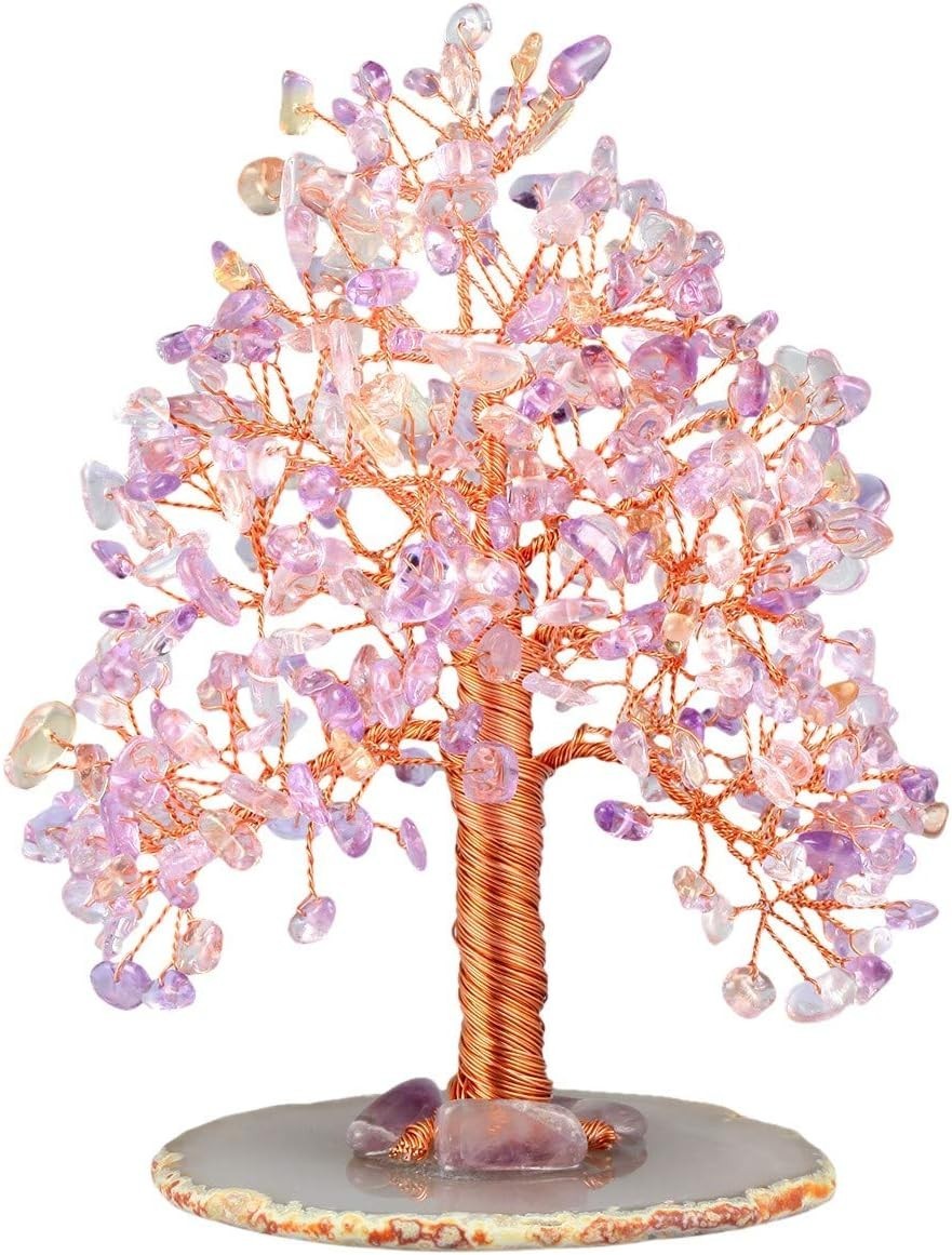 Amethyst Citrine Crystal Money Tree • Feng Shui Gemstone Decor • Agate Base Gift