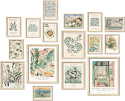 16pc Sage Green Wall Art Set Boho Vintage Gallery Prints 11x14
