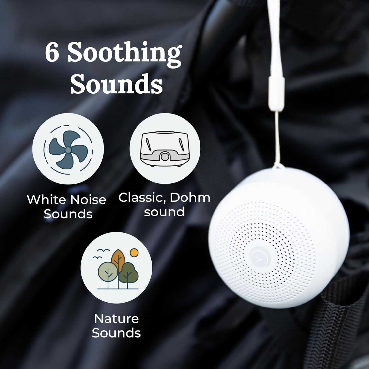 Portable White Noise Machine with 6 Soothing Sounds & Night Light for Travel
