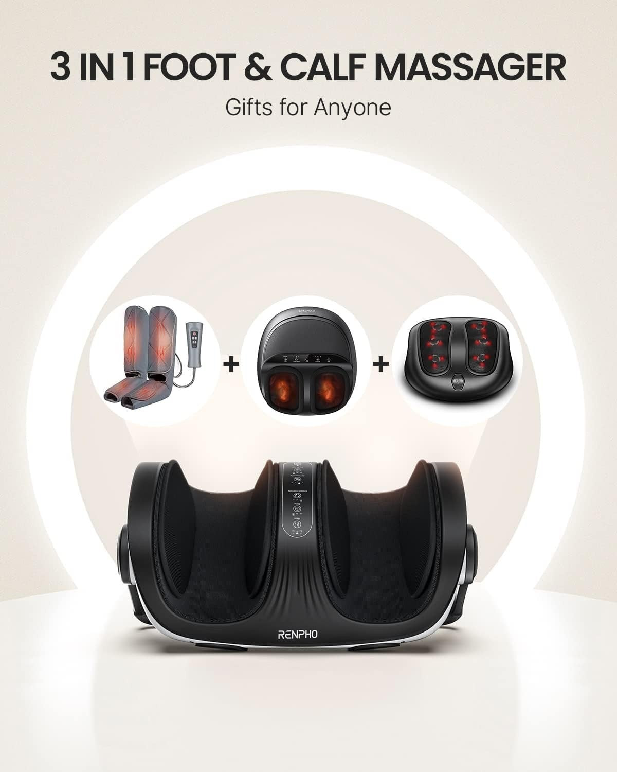 Heat Shiatsu Foot Massager with Deep Kneading, Remote Control, Corded