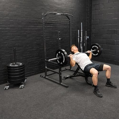 Heavy-Duty Half Power Cage Squat Rack Gunmetal with Dip Station & Safety Bars