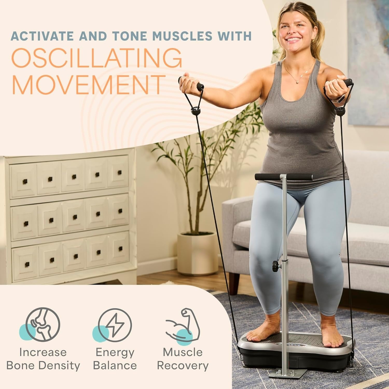 Whole Body Vibration Plate Exercise Machine w/ Handlebars 99 Speeds