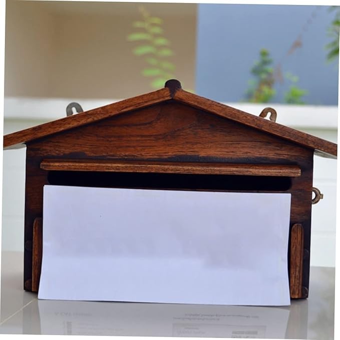 Wall Mounted Wooden Suggestion Box Light Brown | Lockable Mail Organizer