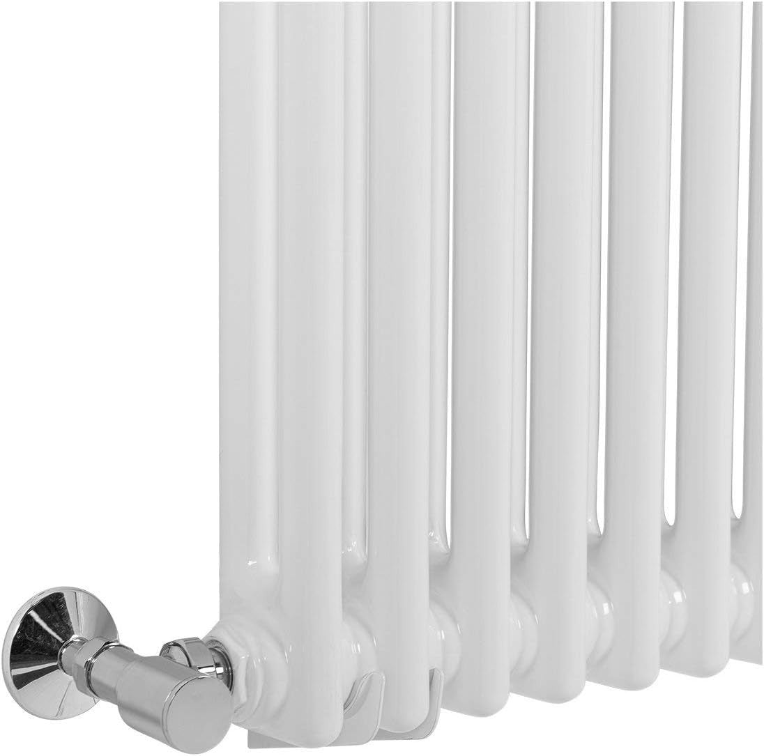 Double Column Horizontal Radiator 600x1190mm White Cast Iron Style