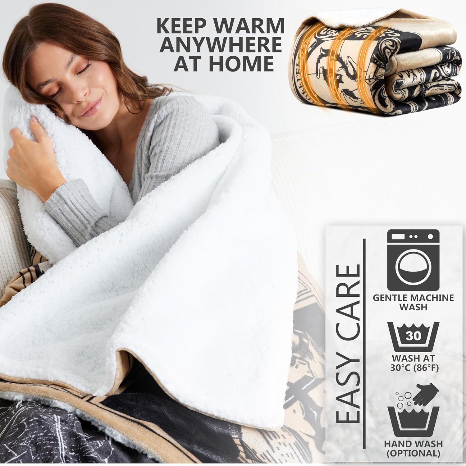 King Size Electric Heated Blanket 230x265cm Sherpa Fleece 9 Heat