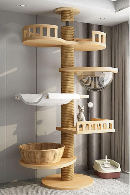Floor to Ceiling Cat Tree Large Multi Level Tower Hammock Scratching Posts