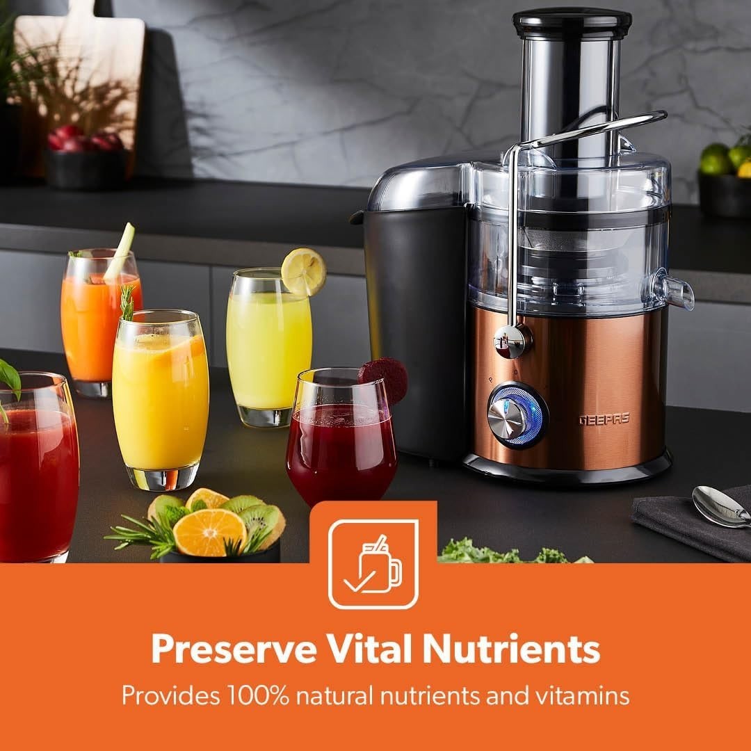 800W Centrifugal Juicer Whole Fruit Vegetable Extractor 75mm Wide Mouth