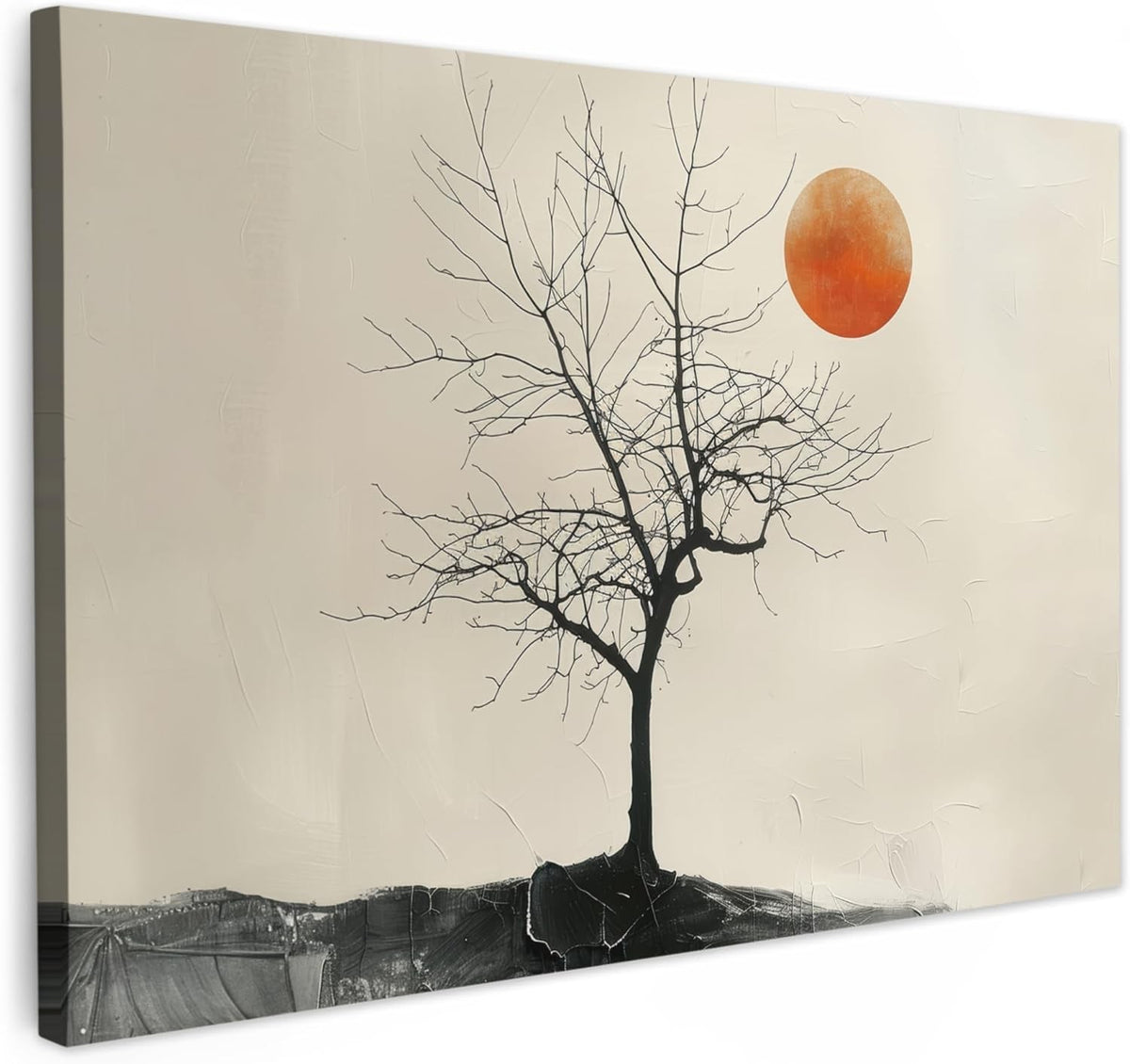 Tree Moon Canvas Wall Art 60x40cm Framed Modern Nature