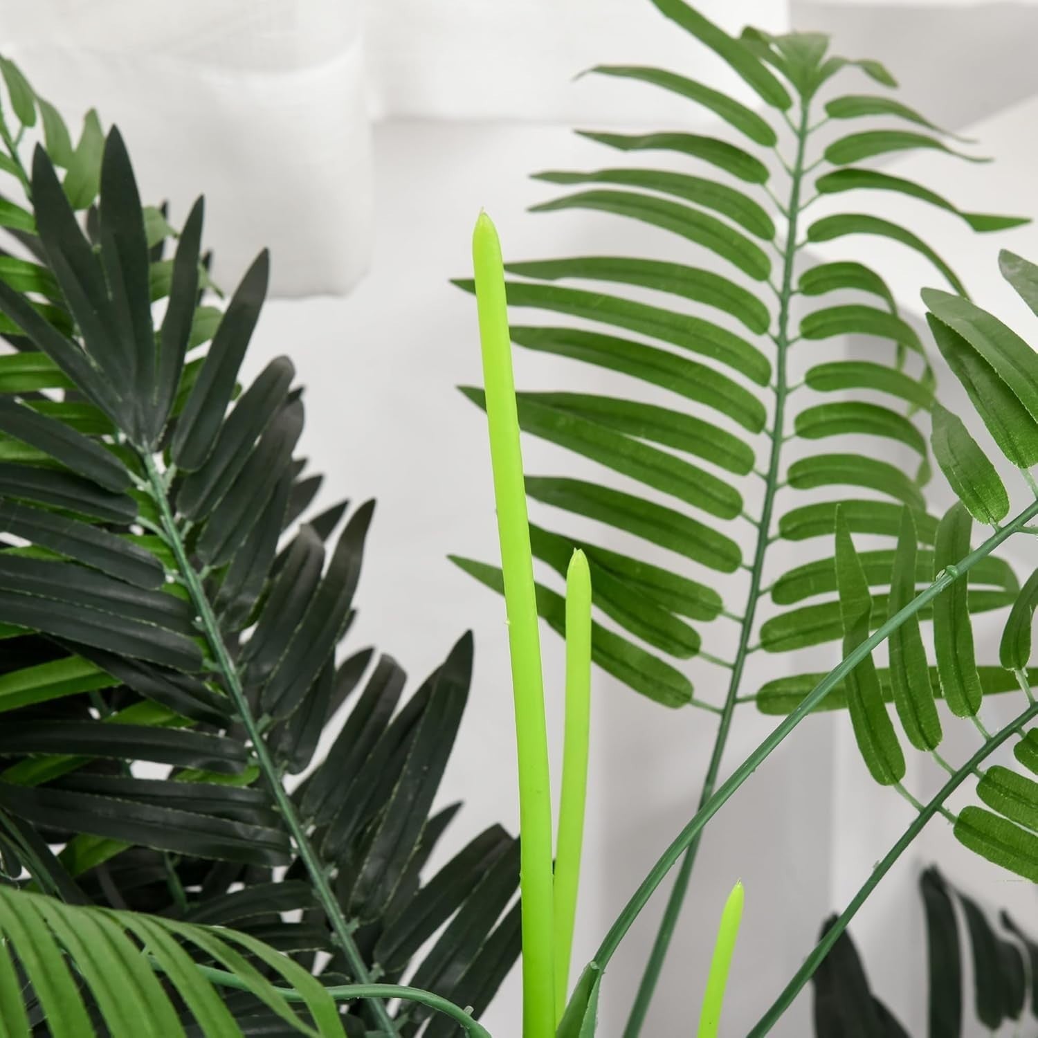 Set of 2 Artificial Palm Trees 125cm 4FT Faux Green Potted Home & Garden Decor