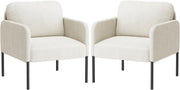 Beige Velvet Accent Armchairs Set of 2 Modern Lounge Chairs