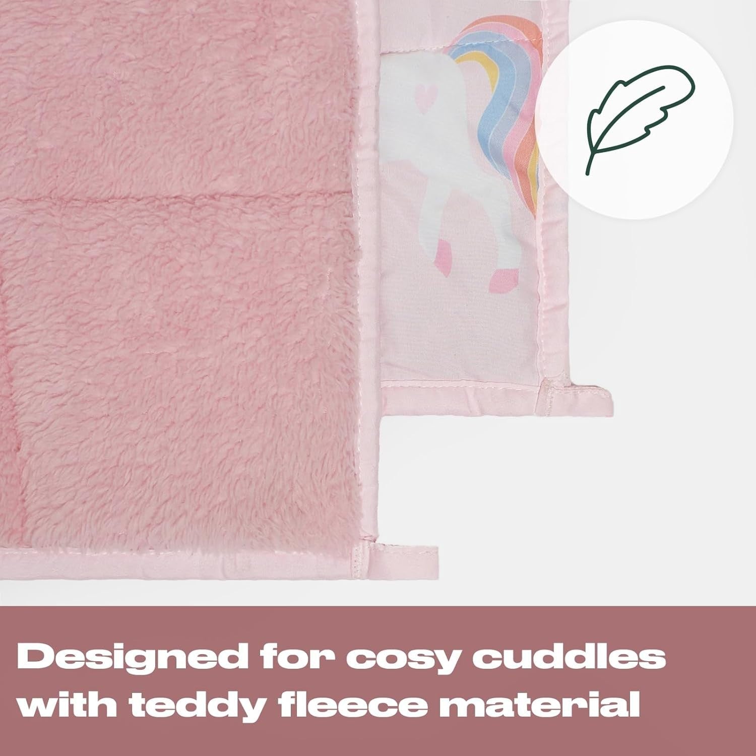 3kg Weighted Blanket 100x150cm Pink Unicorn Teddy Fleece Sleep Aid