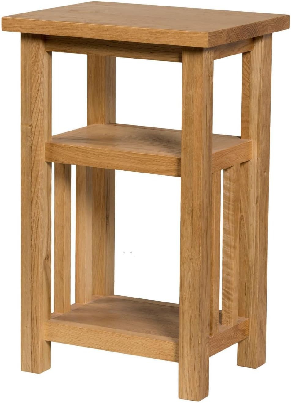 Oak Small Side Table 27x35x55 cm | Solid Wood End Table w/ Storage