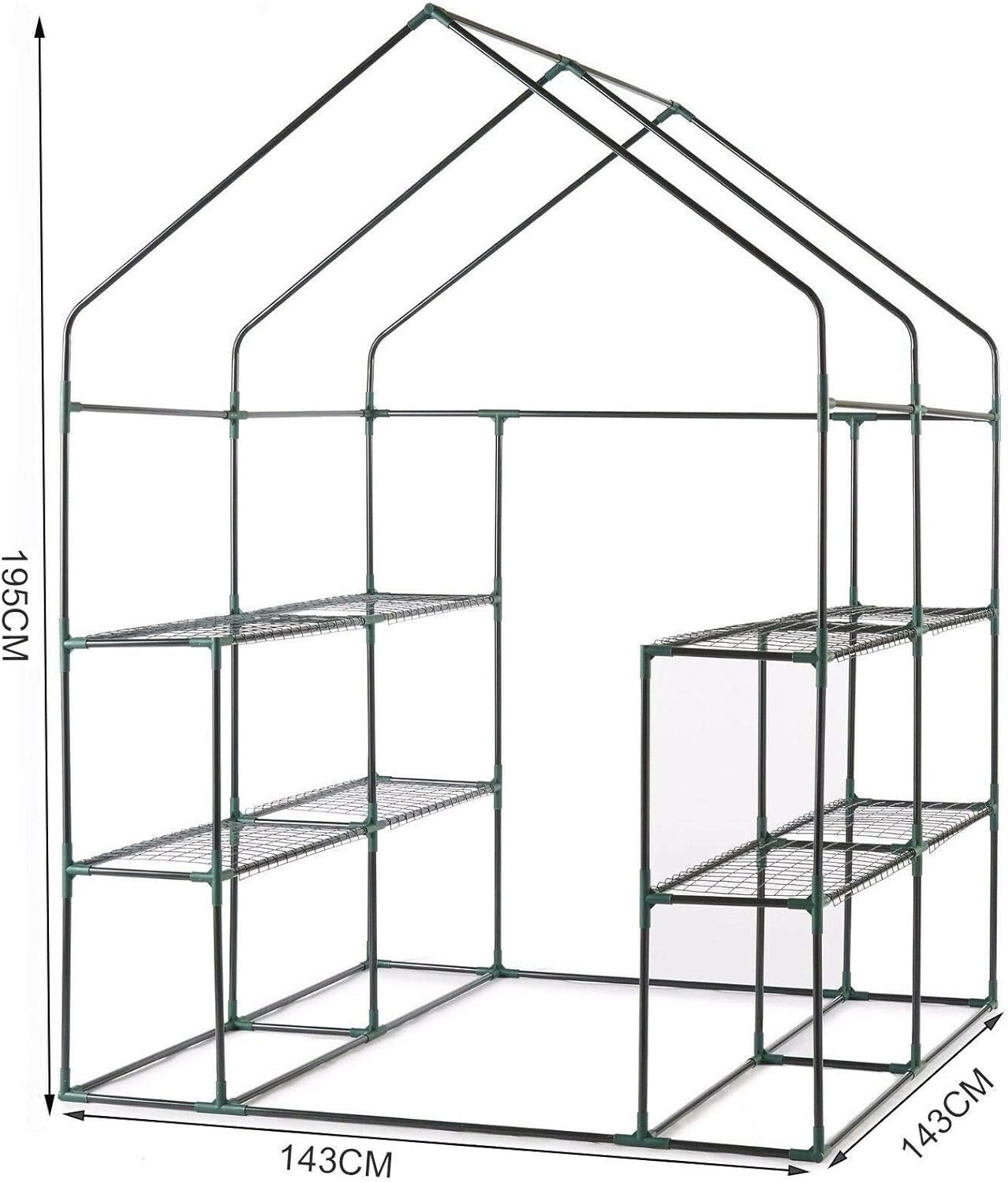 Walk-In Greenhouse with 8 Shelves PVC Cover Sturdy Steel Frame Outdoor Grow Tent