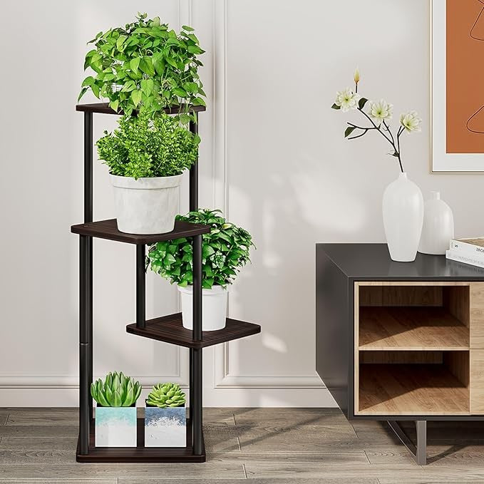 4 Tier Metal Plant Stand Indoor Outdoor Corner Flower Shelf Tall Display Rack