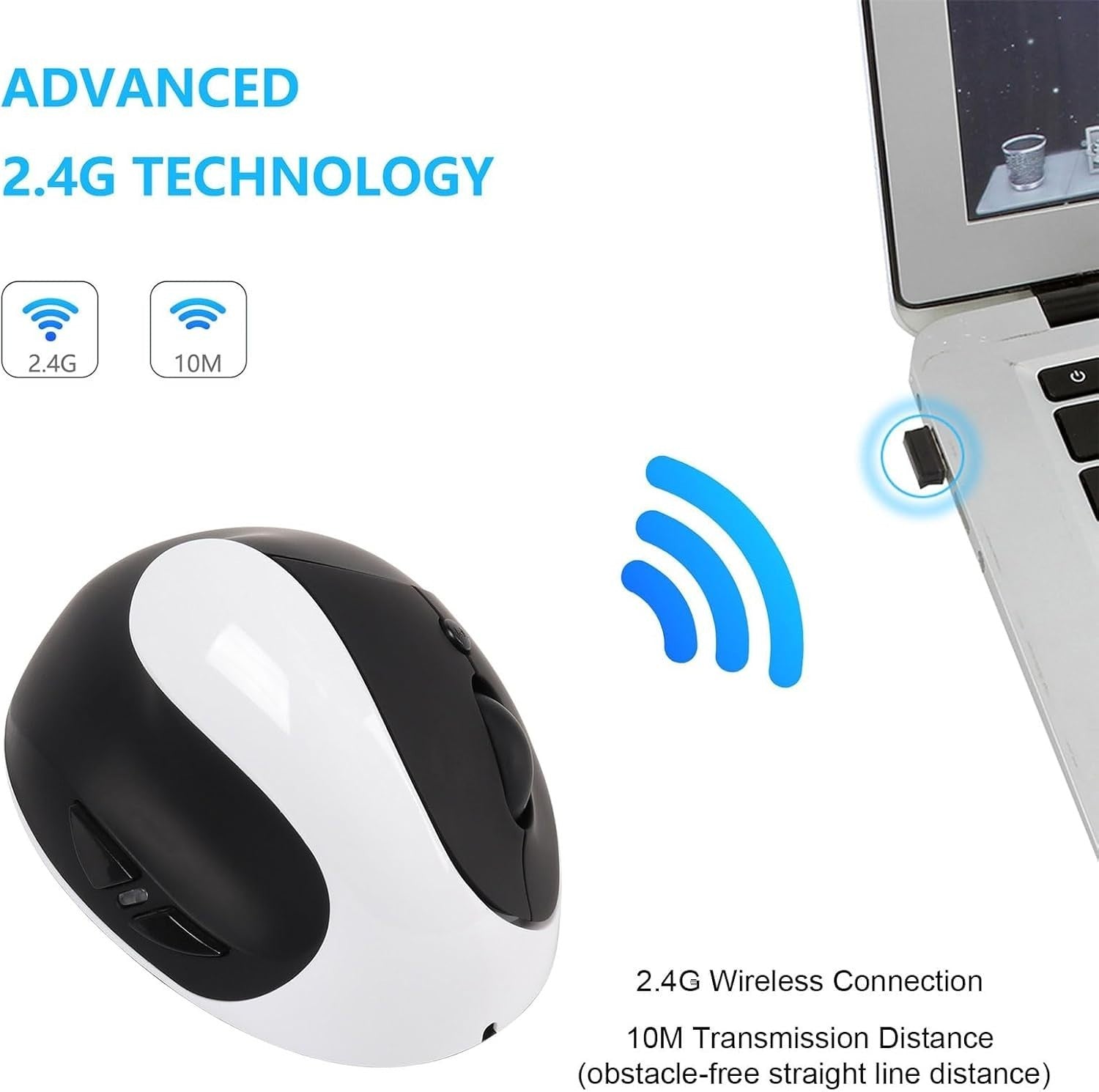Left Hand Ergonomic Vertical Wireless Mouse Rechargeable 1600 DPI