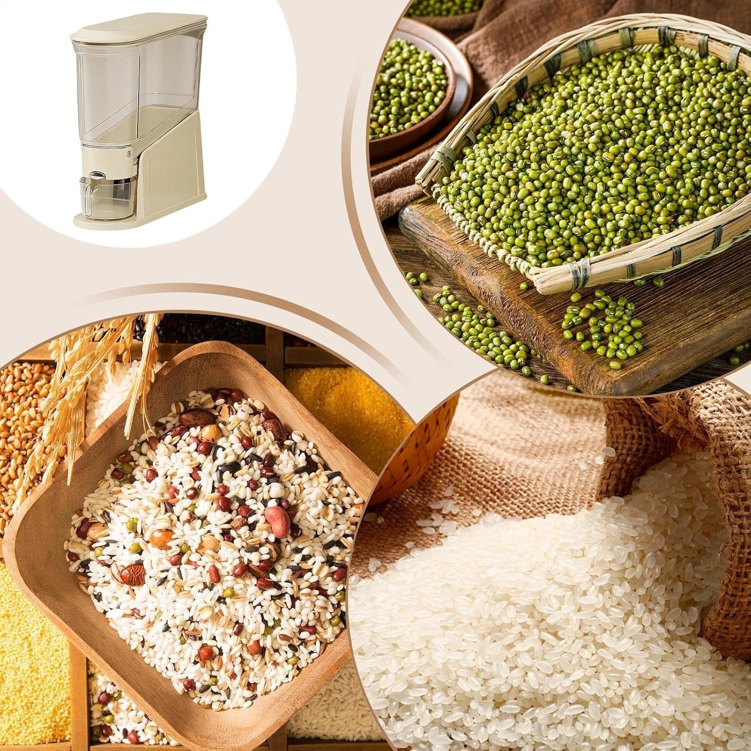 10KG Press Rice Dispenser Airtight Grain Storage Container Slim Bin